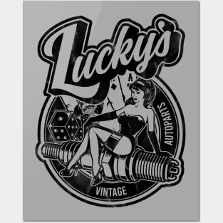 Luckys Vintage Auto Distressed Posters and Art
